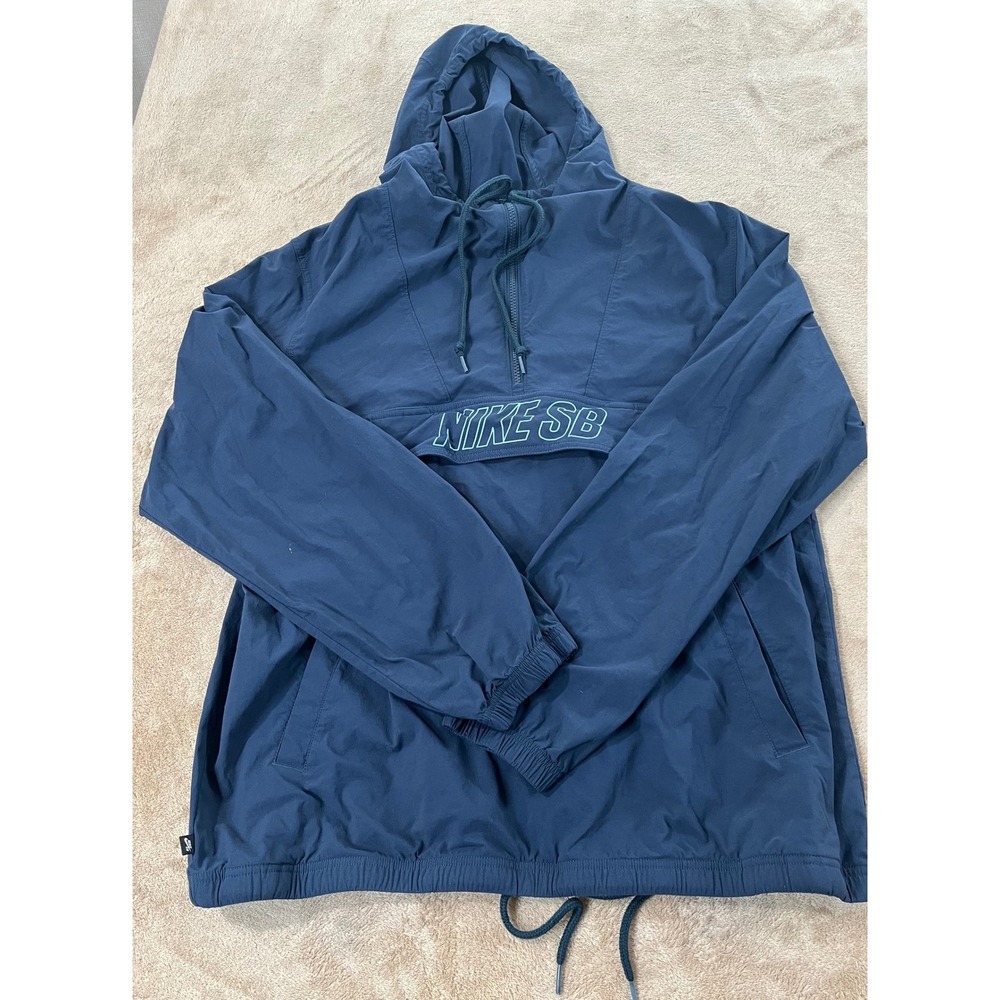 Nike SB Oversized Fit Half Zip Anorak Jacket Men Size Medium Blue Hooded EUC